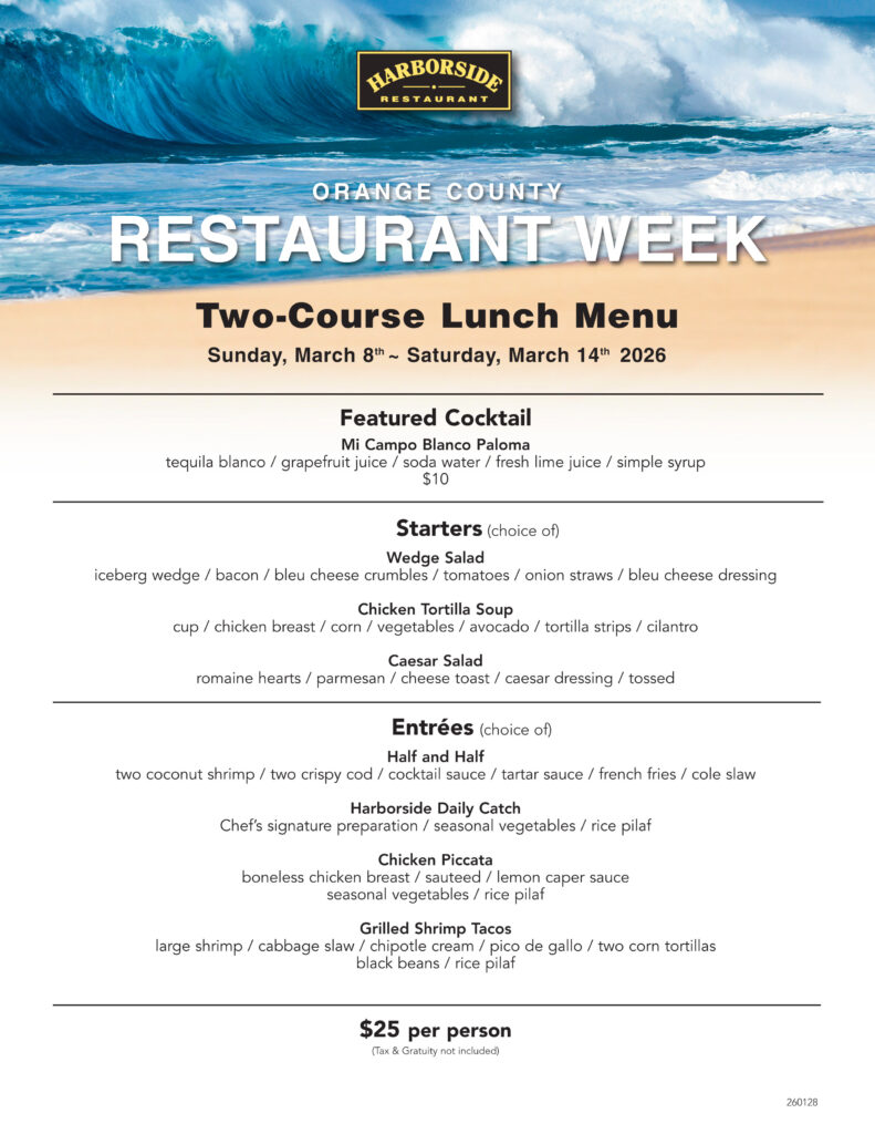 Newport Beach Restaurant Week Lunch Menu