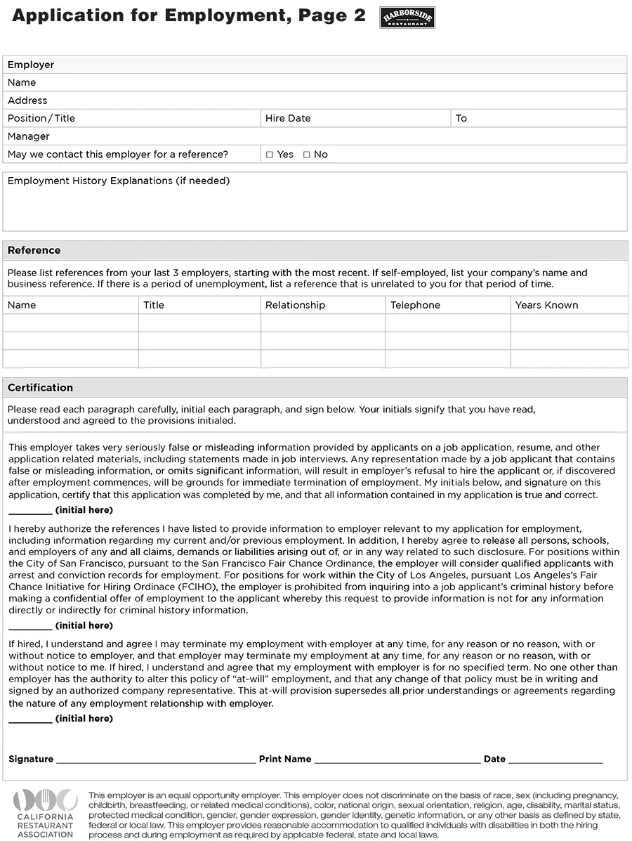 Application for Employment, part 2